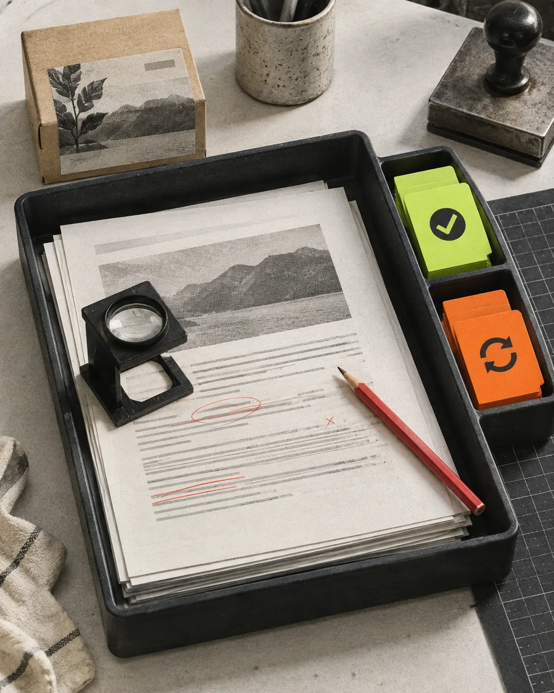 A content quality-control tray for reviewing an automated article