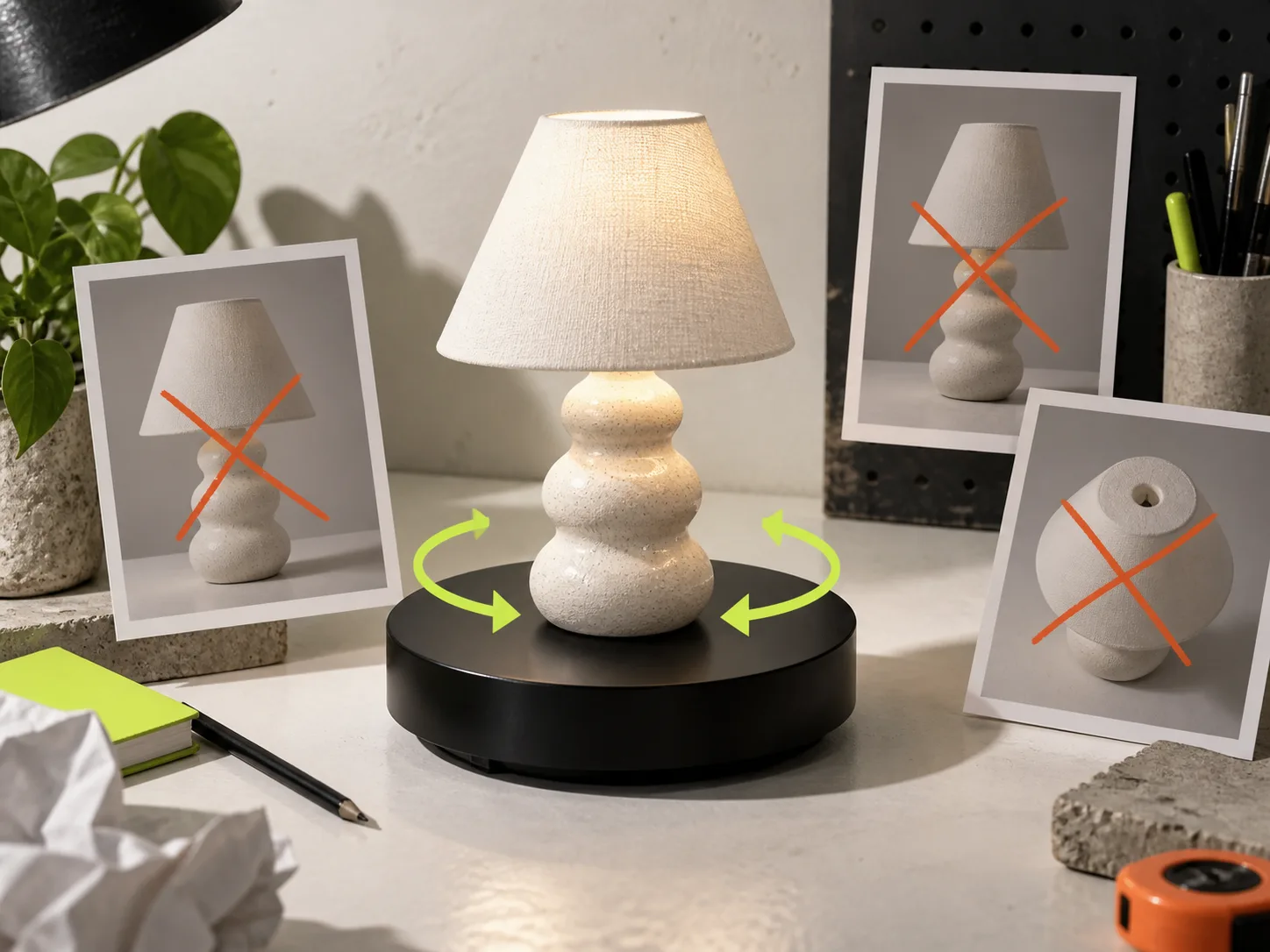 A physical product displayed as an object worth inspecting from every angle