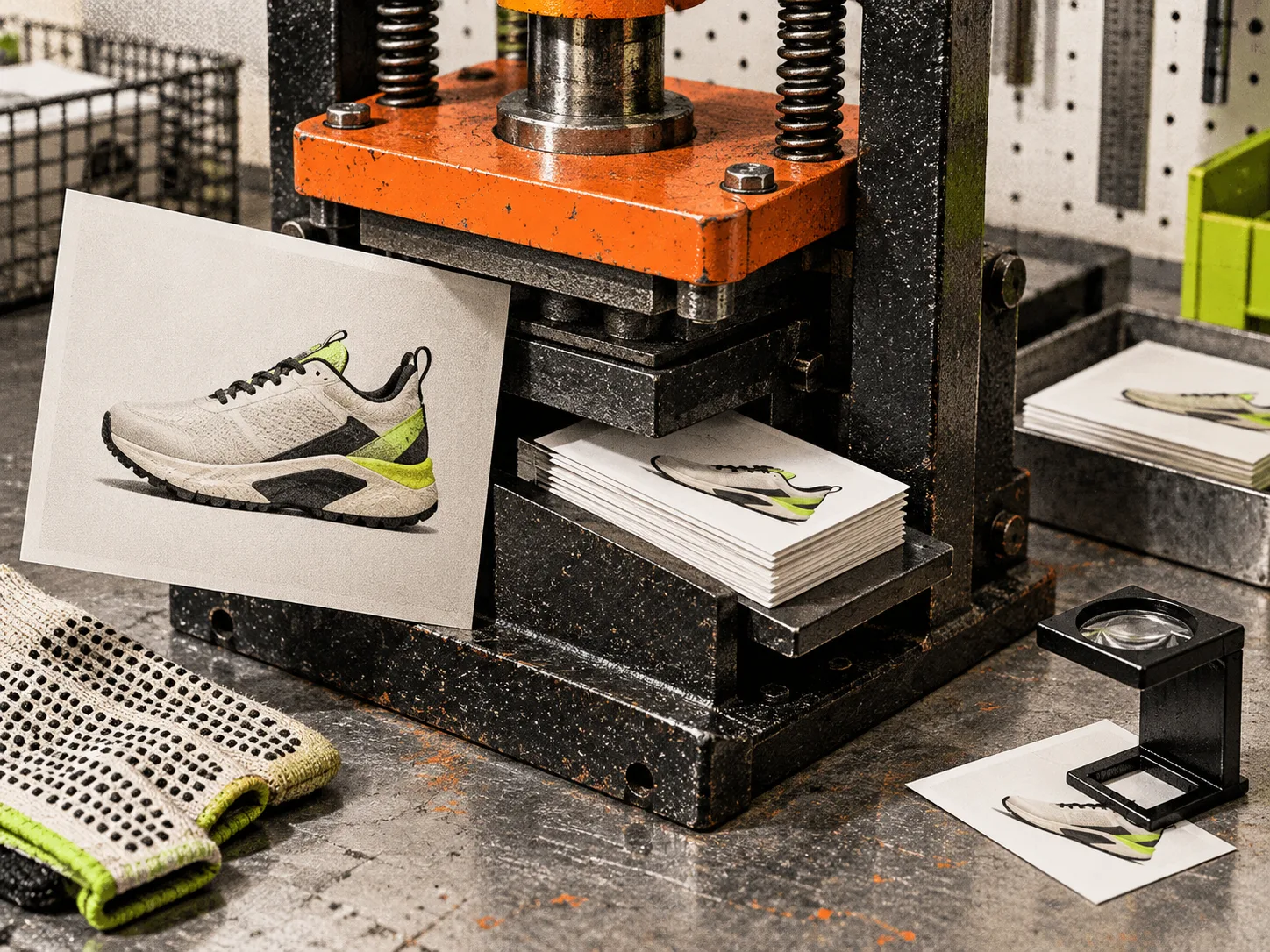 A product photograph passing through a compact quality-and-file-size preparation workflow