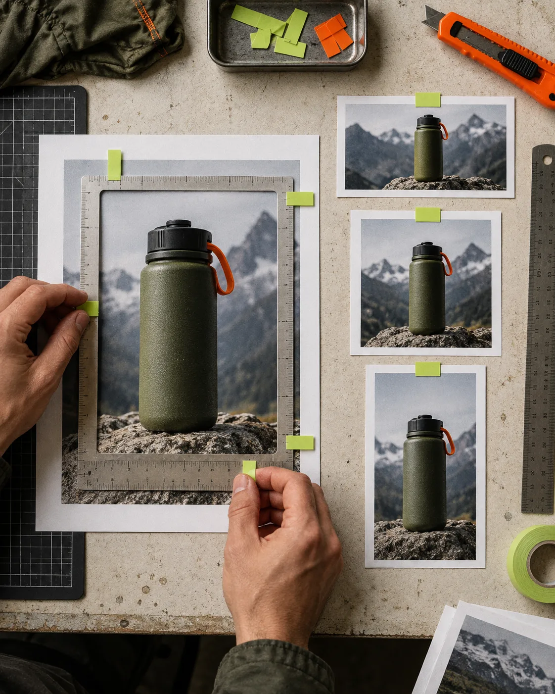 A product photograph carefully converted into several channel-ready thumbnail formats