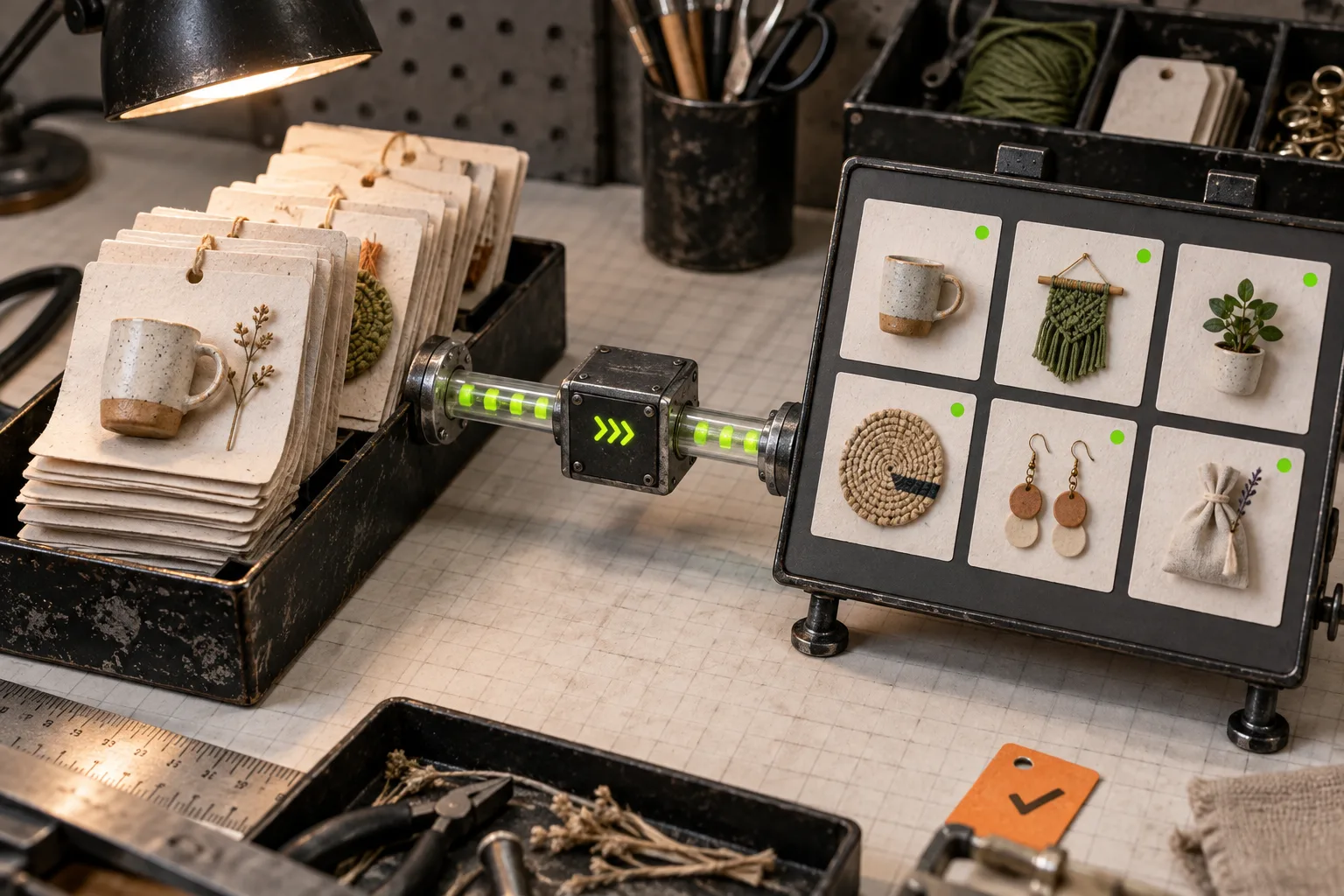 Automated listing synchronization workbench diorama
