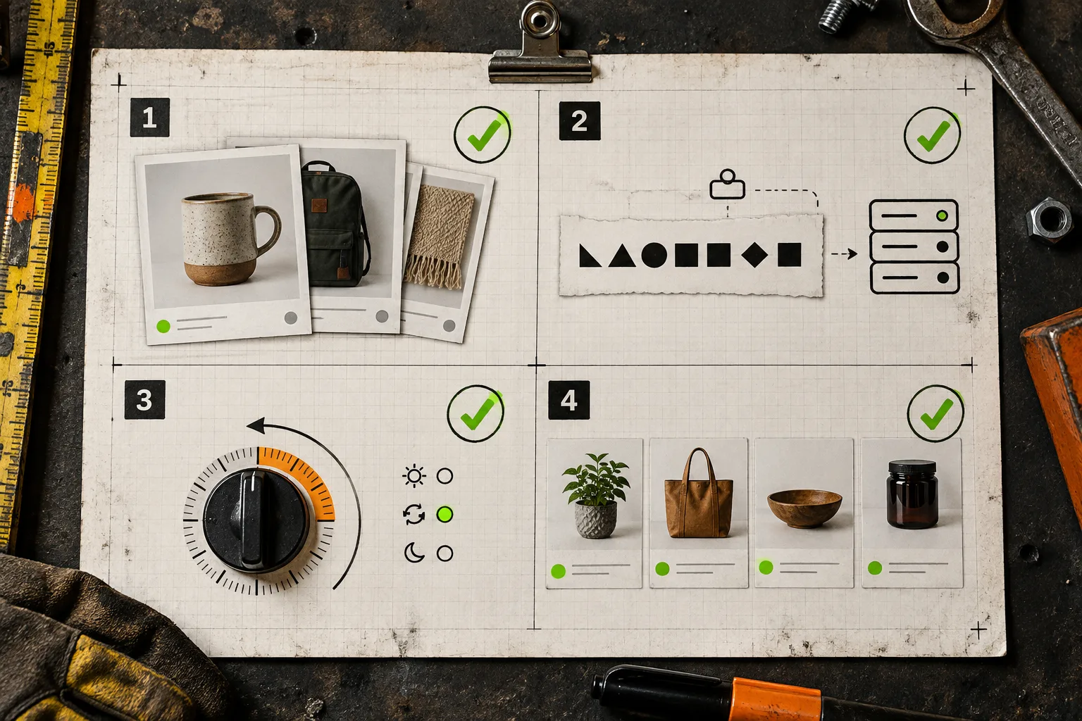 Catalog feed quality-assurance checkpoint board