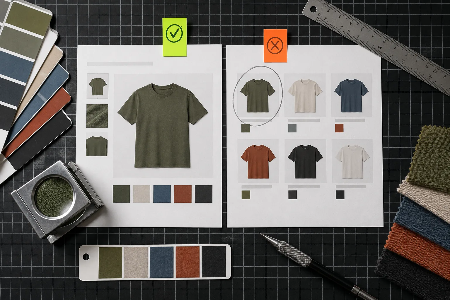 Quality-control tools check matching product and collection swatches