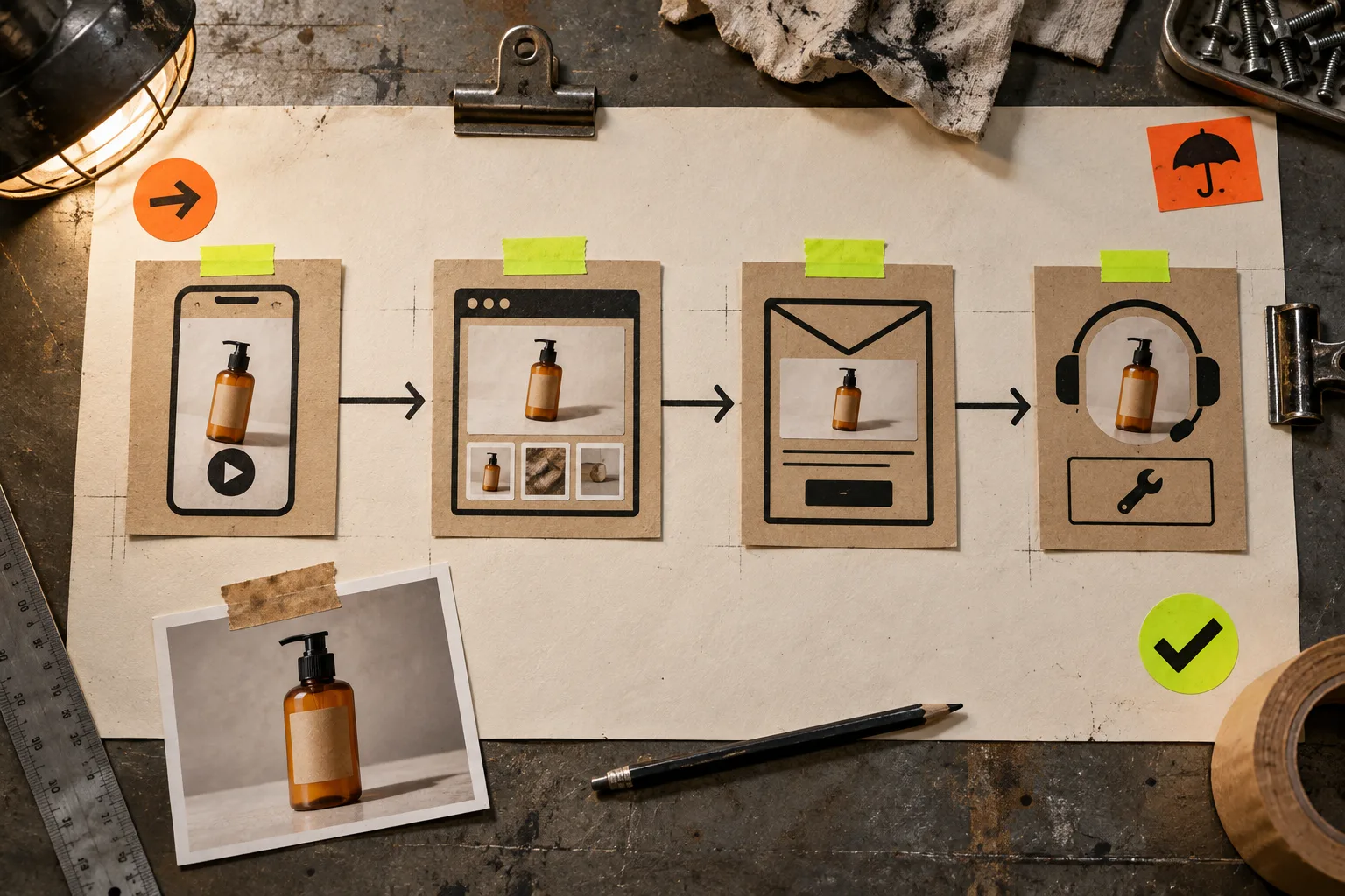 Ecommerce funnel map for video placements from ads to post-purchase