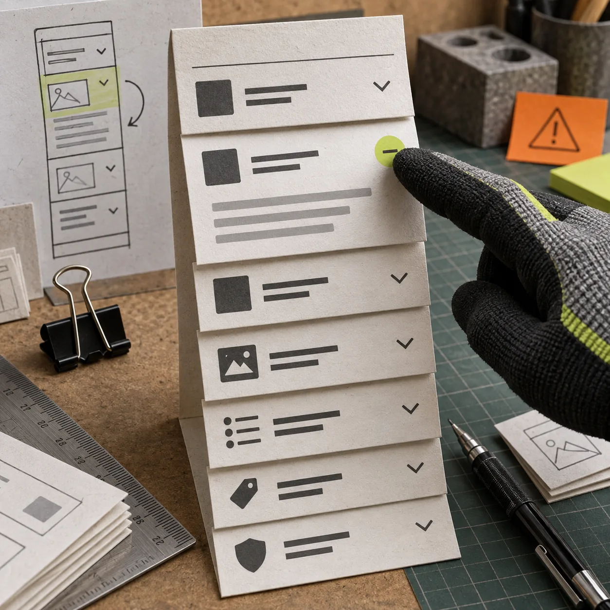 Mobile product-page accordion prototype with touch-friendly sections