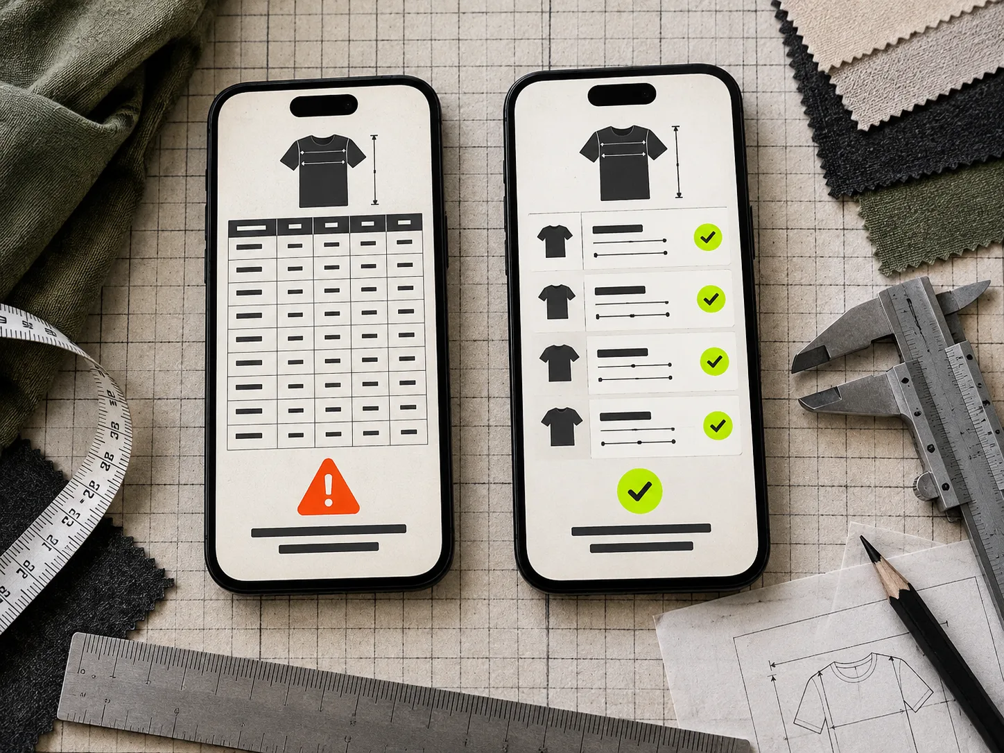 Before-and-after mobile product-page sizing QA