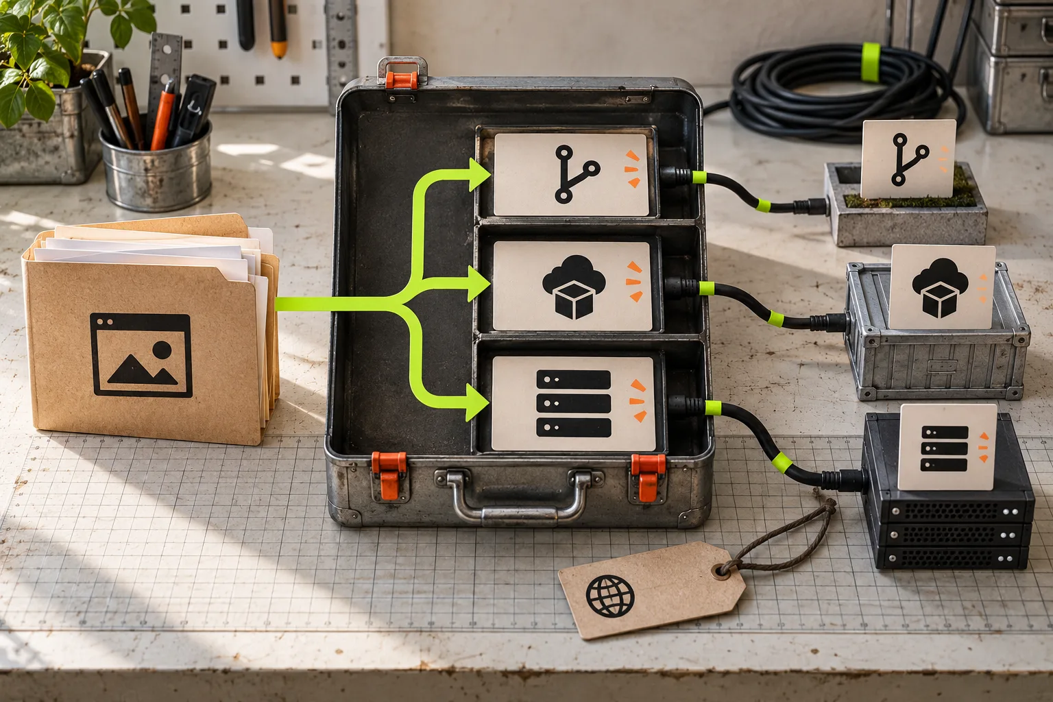 Static site handoff kit routing files to deployment destinations
