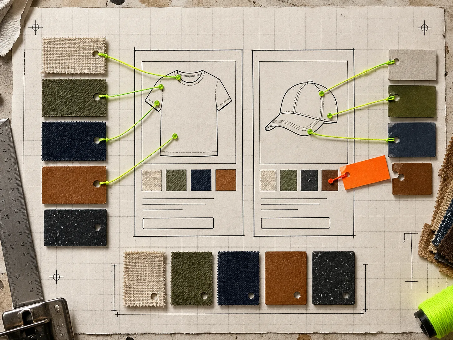 Color-chip mapping audit on a technical workbench