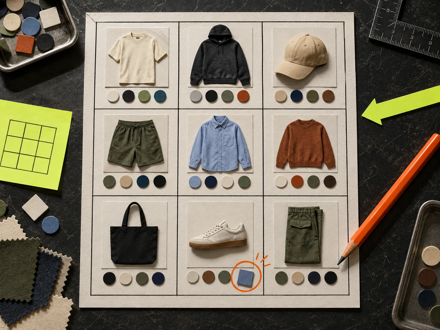 Collection grid swatch inspection layout