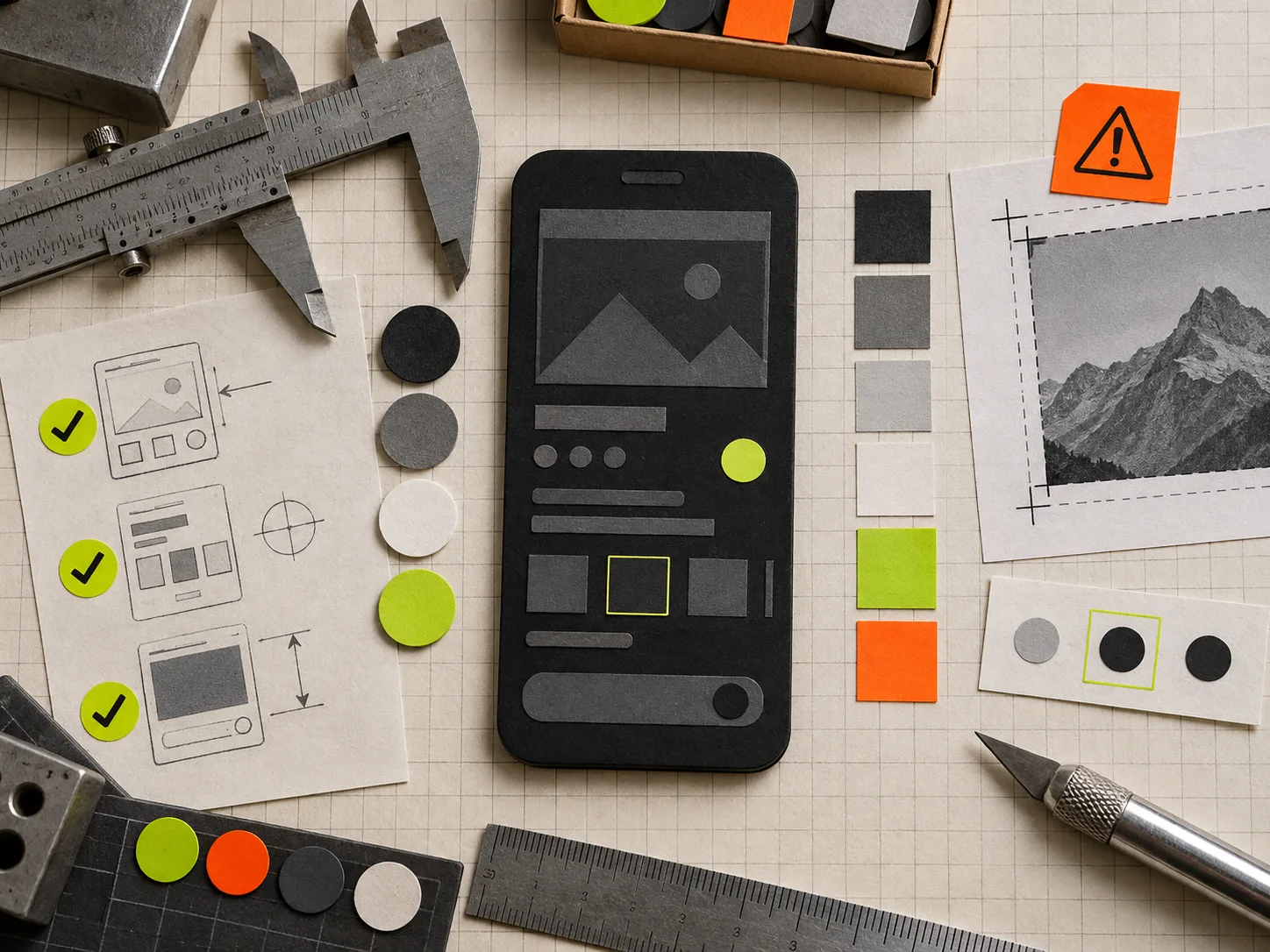 Mobile swatch quality check with physical measuring tools