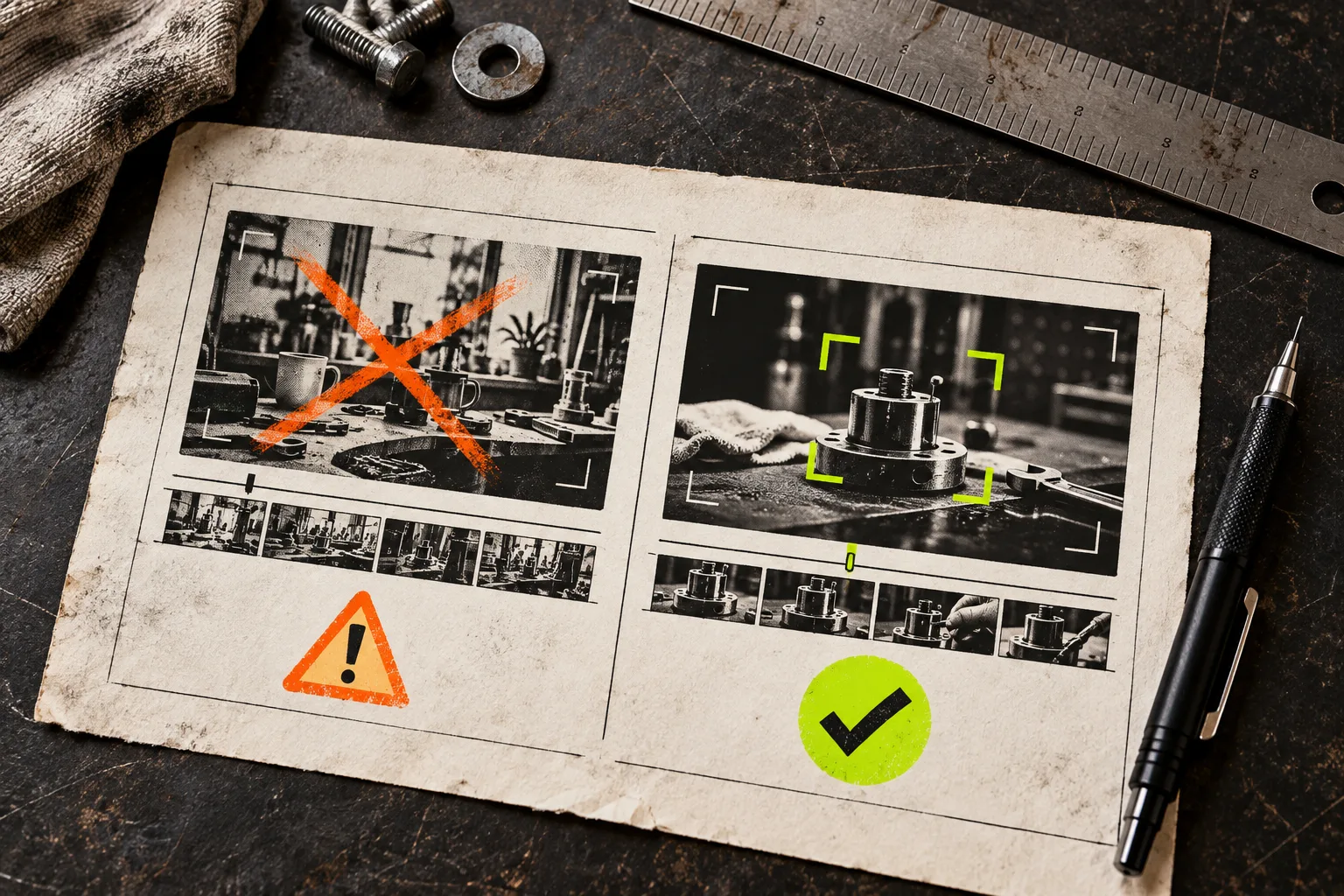 Revision markers on a SaaS demo storyboard