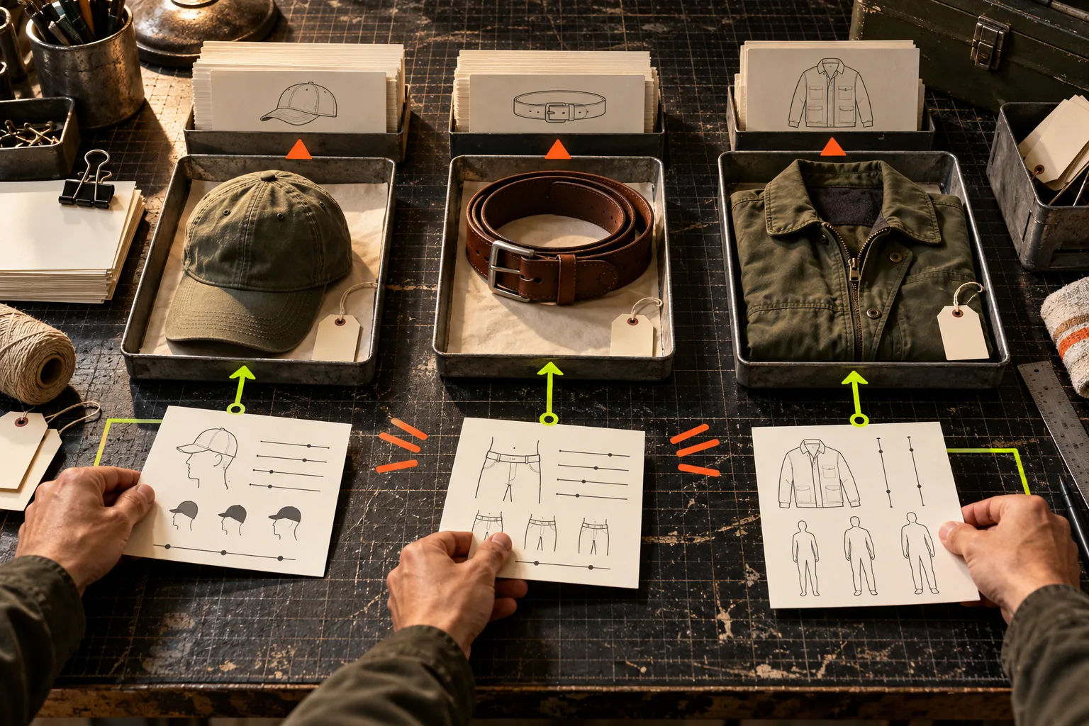 Product families sorted into separate size-chart systems