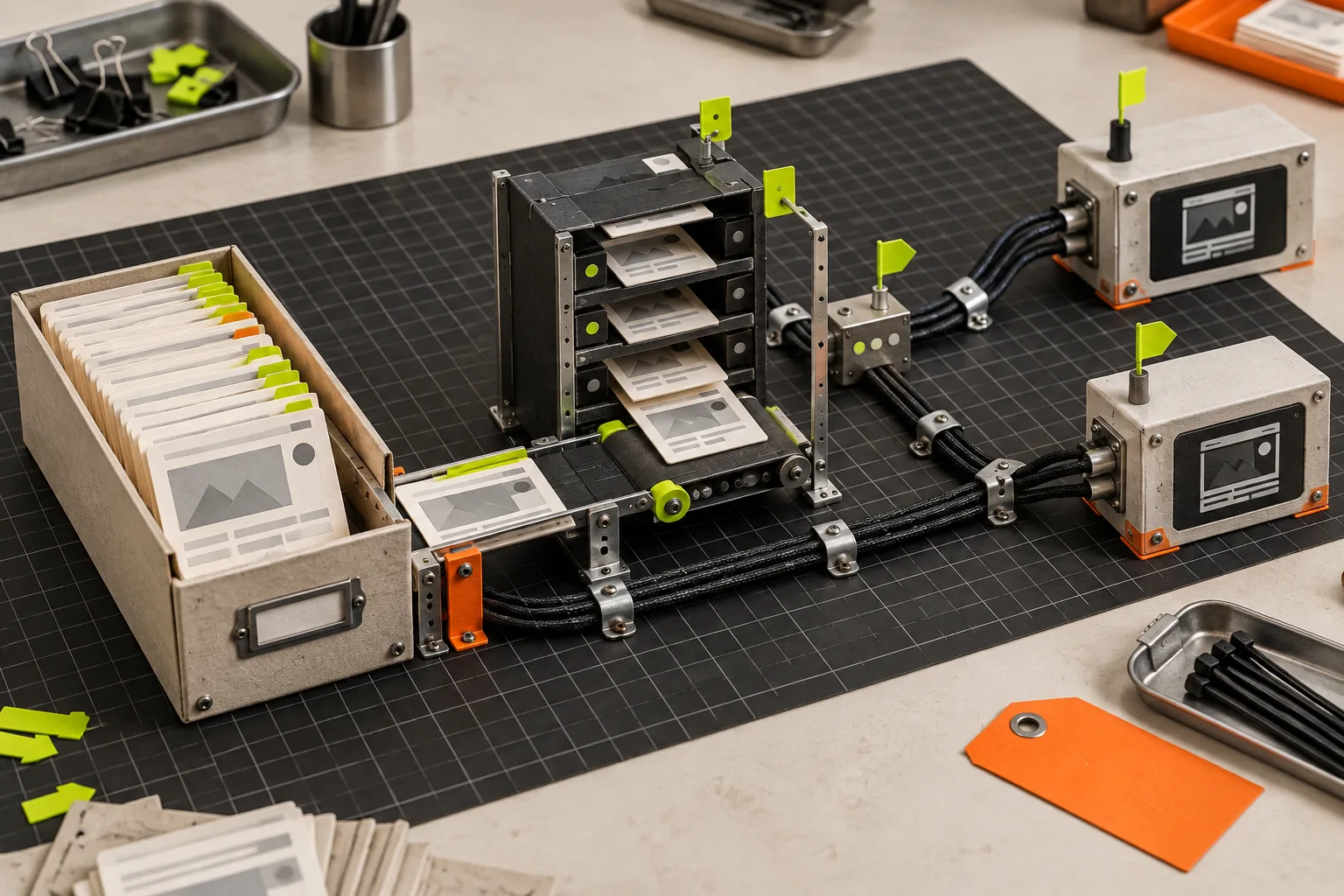 Physical routing board for versioned static-site deployment