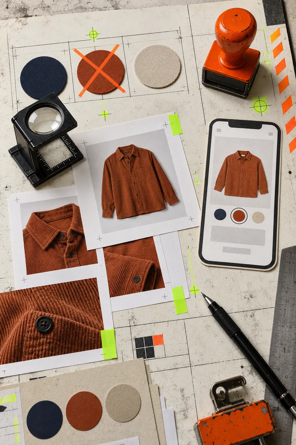 A tactile quality-control station for Shopify swatches