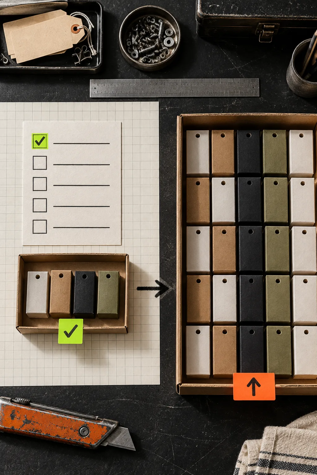 Sample product selection and checklist before a Shopify tag cleanup
