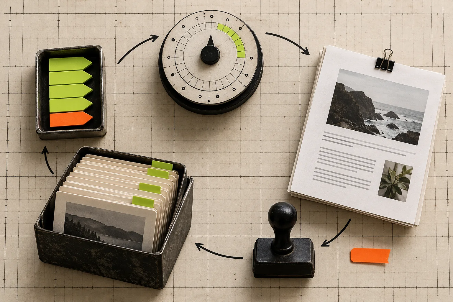 Recurring blog maintenance kit with calendar and review materials