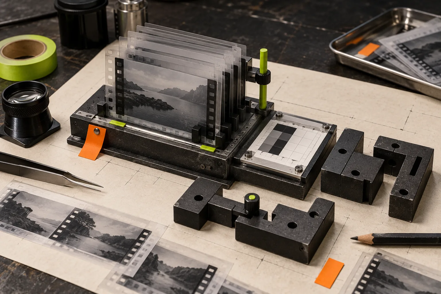 A mechanical film inspection station for visual quality checks