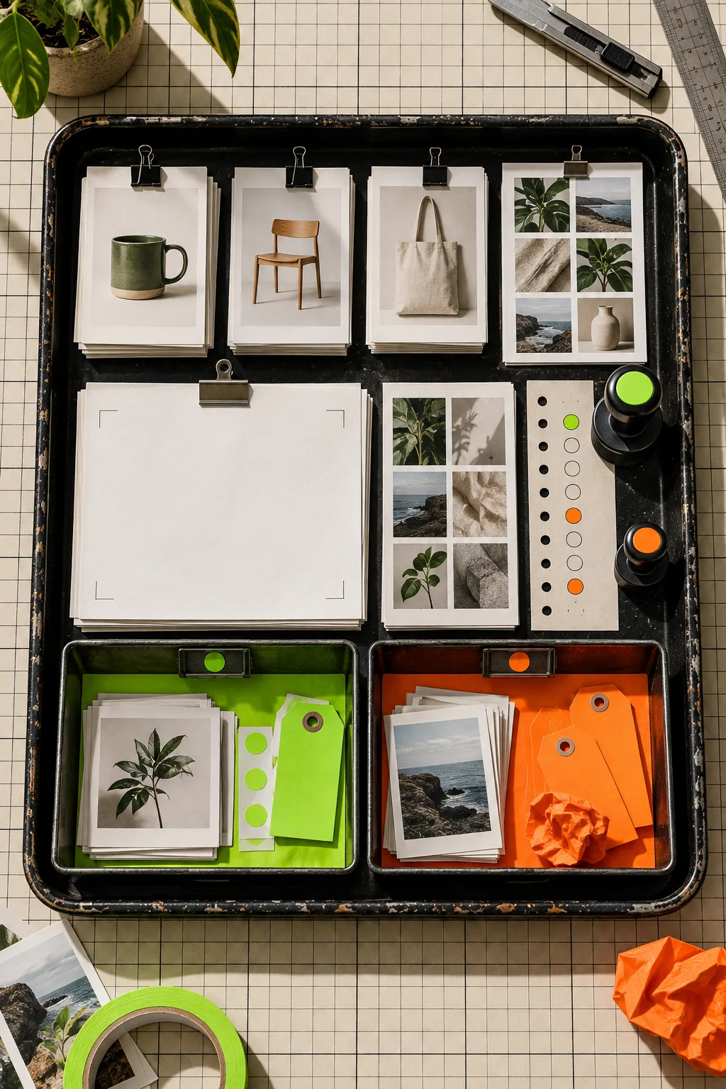 A work tray sorting article assets and checks