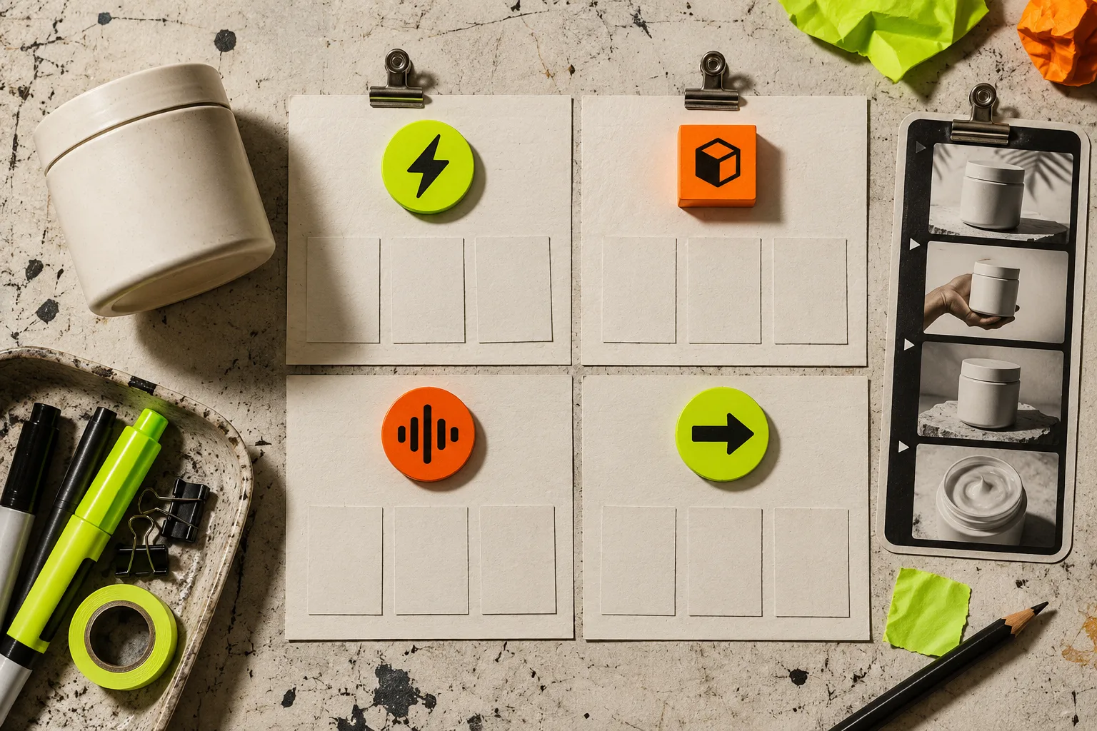 Four-part UGC experiment matrix for Shopify creative testing