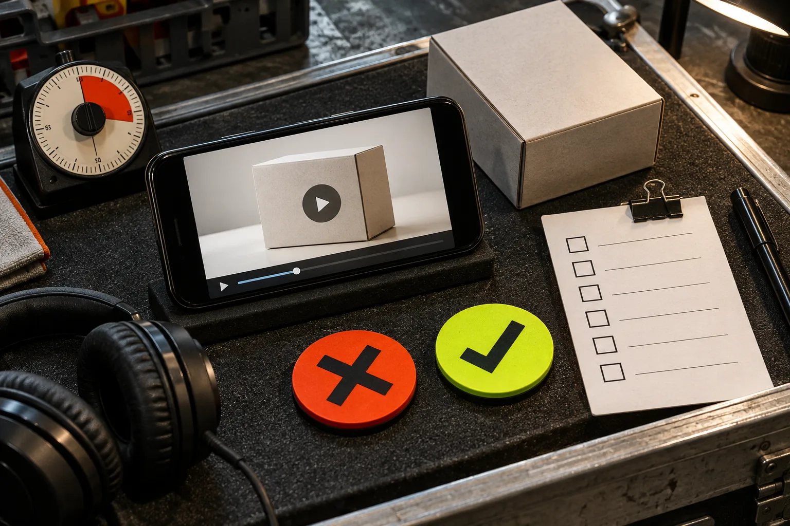 Quality-control tray for reviewing a product video before launch