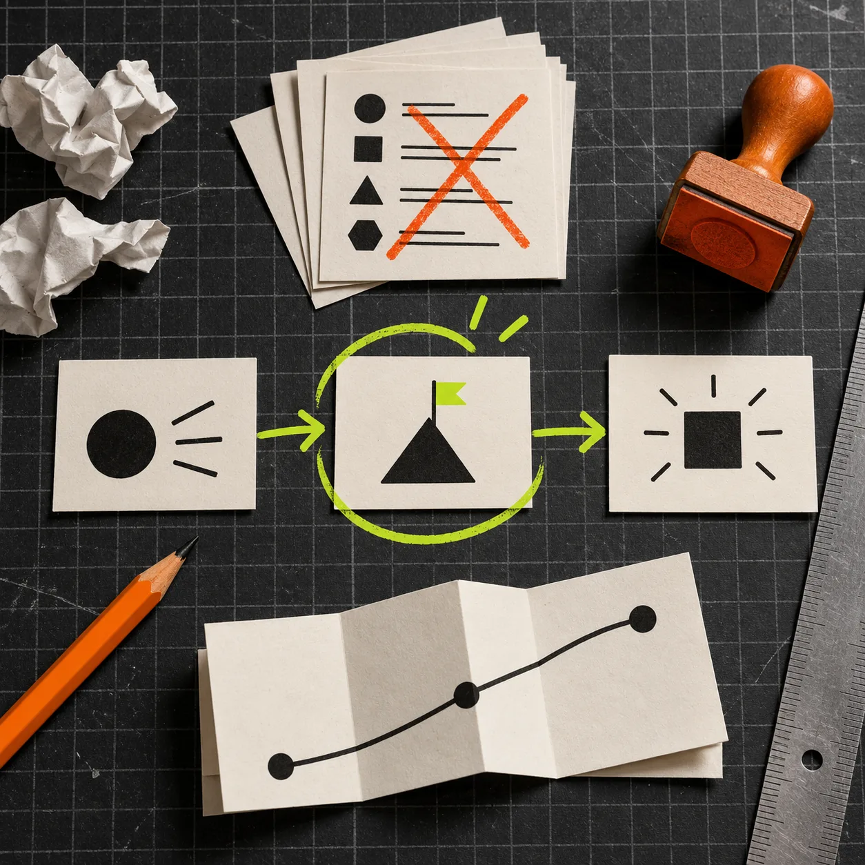 Story cards arranged into a concise product-update narrative