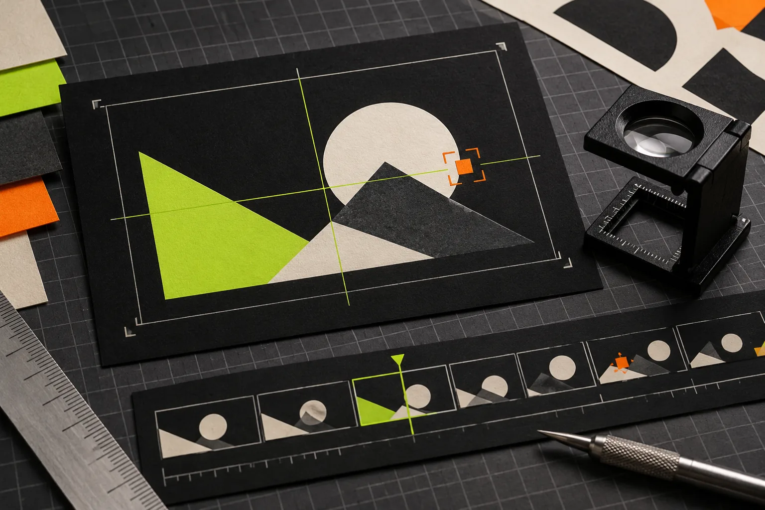 A structured video frame being checked for visual alignment