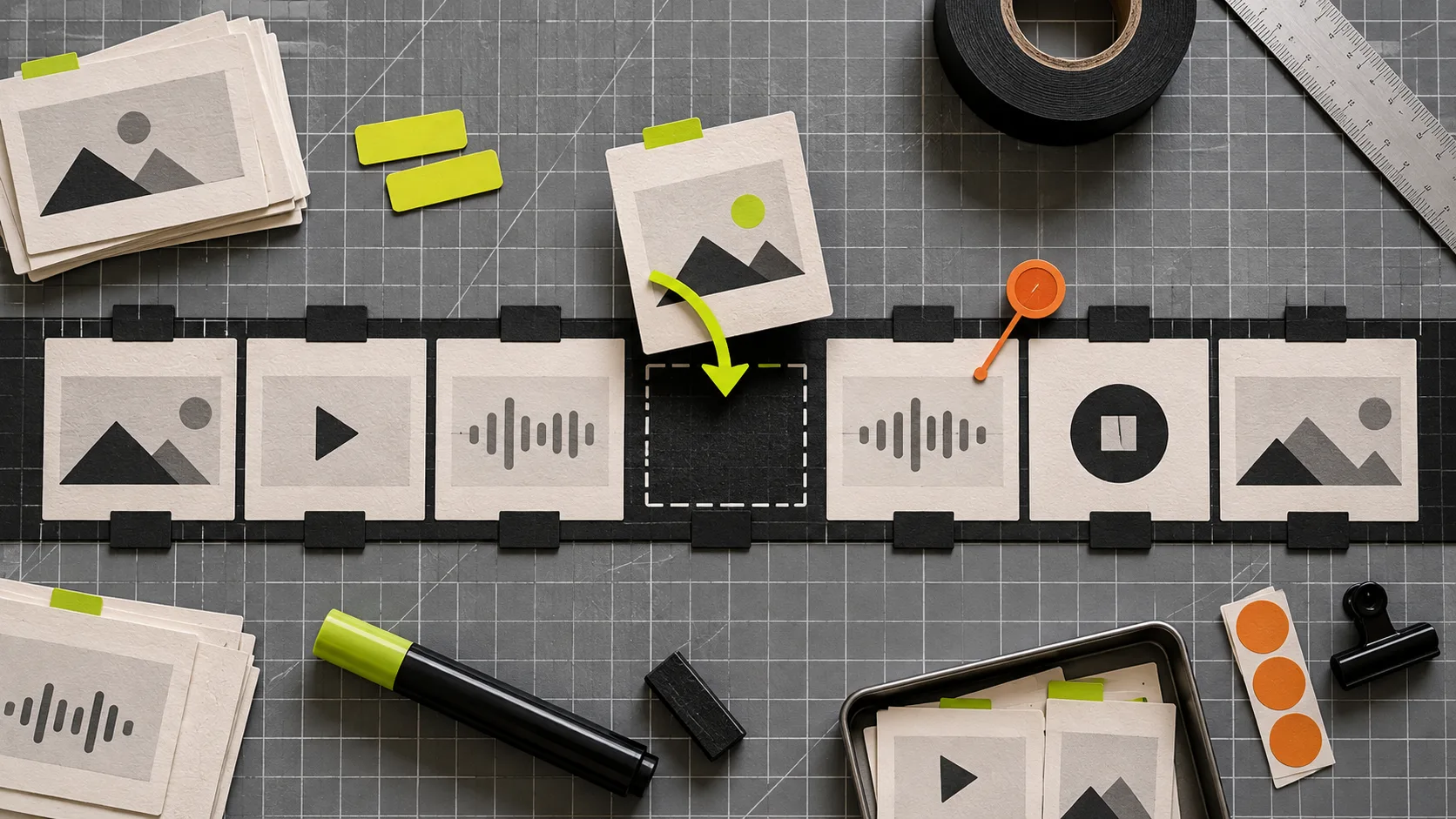 A modular video timeline with one precise replacement