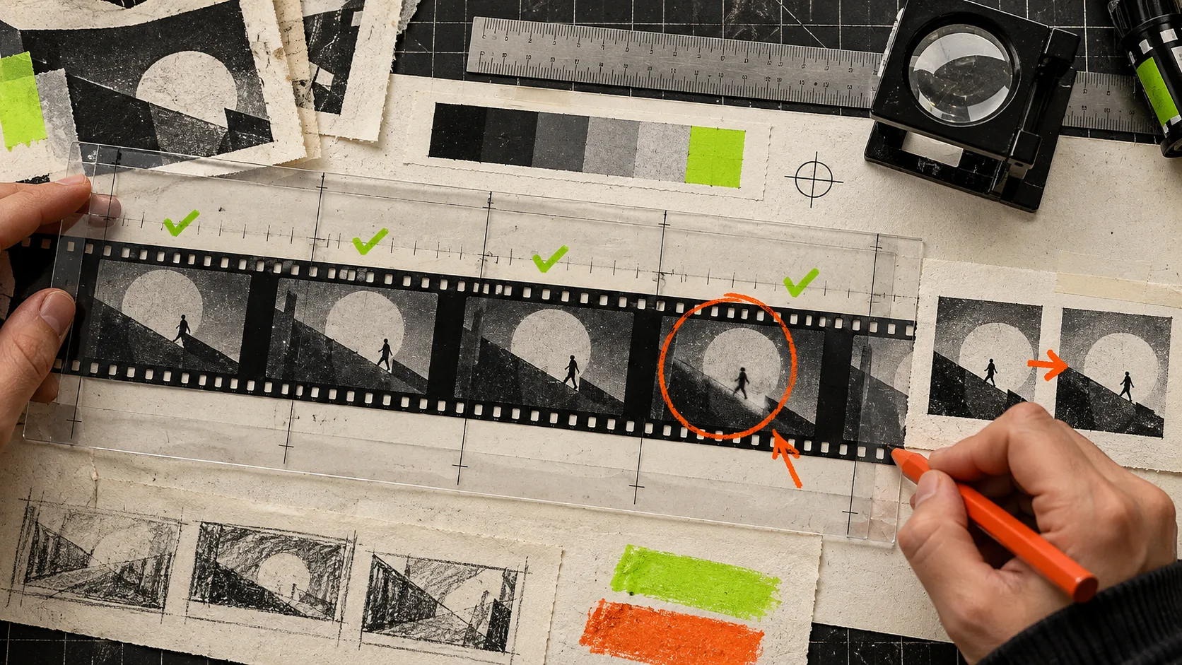 Filmstrip checked for visual quality before delivery