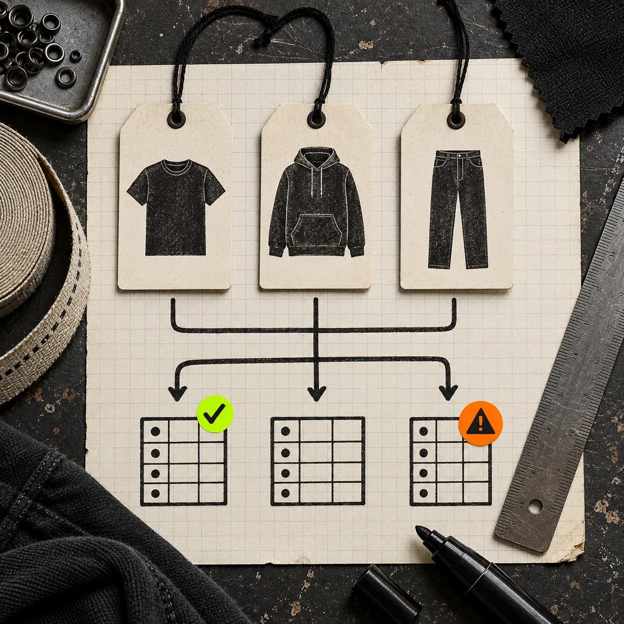 Rule audit cards for Shopify apparel size charts
