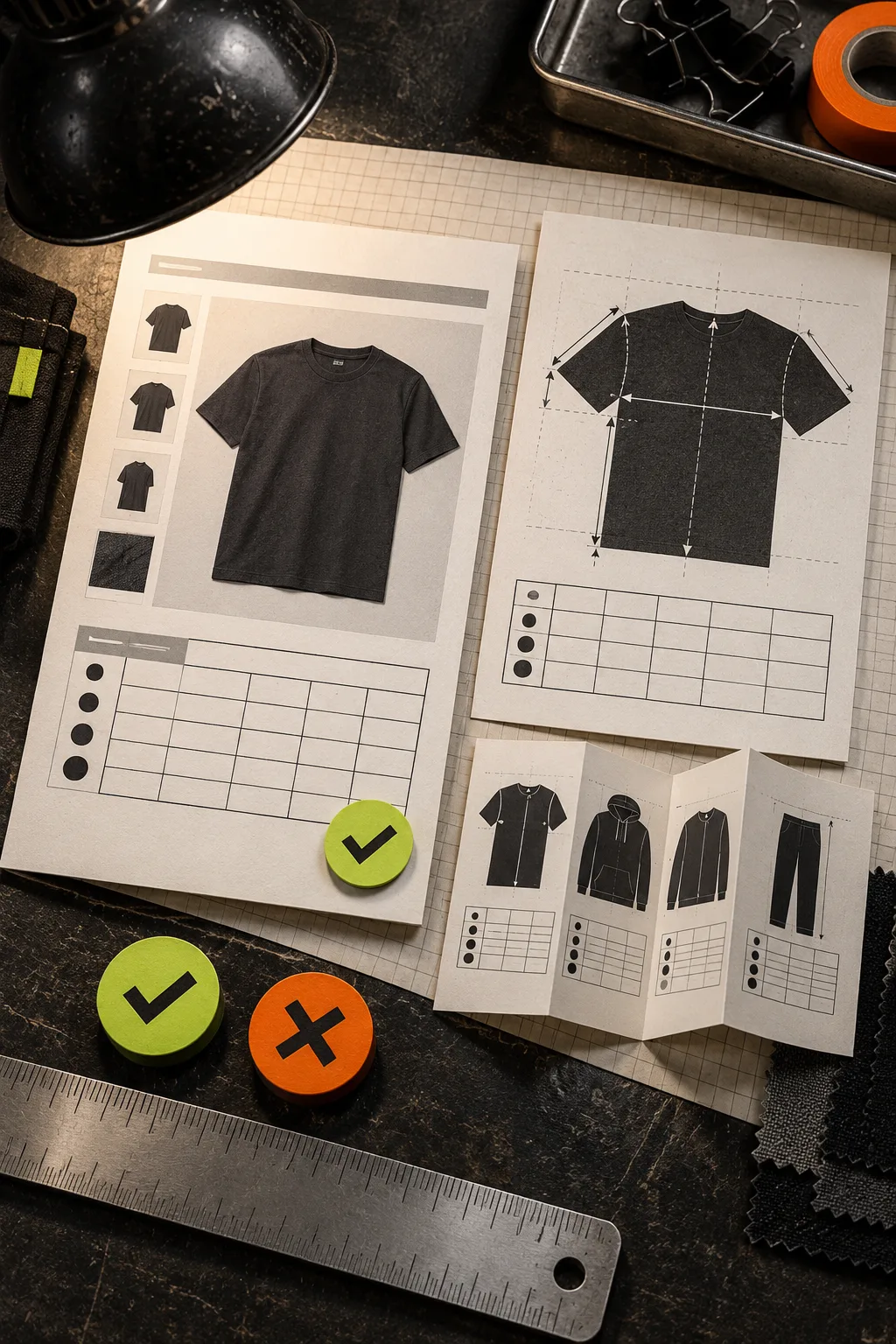 Quality assurance workstation for storefront size guides